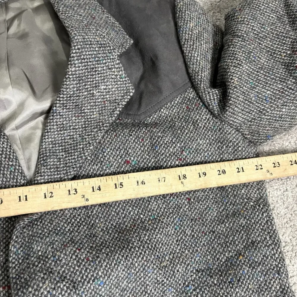 Pendleton Mens Virgin Wool Blazer Western Sport Coat Gray Suede Patches Sz 44L
